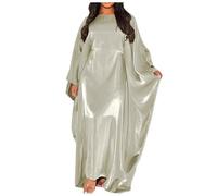 pvucpot Tenue De Priere Femme Musulmane Robe de Kaftan Marocaine, Robe Musulmane de Batwing Dubaï, V Vêtements de Mariage islamiques du Cou Mid-Sheeve, Pakistanais Eid Ramadan Caftan Casual
