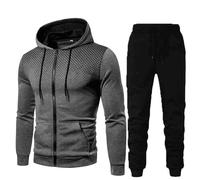 pvucpot Tenue Sport Homme DéContracté Hooded Survetement Sport Ensemble Doux Chic VêTement Complet Full Zip Sweat à Capuche Et Pantalon à Pois Printemps Et Fall