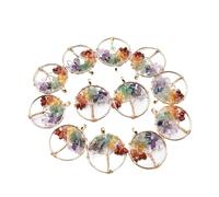 PVUVTNAHW 12 pièces 7 Chakra pierre naturelle enveloppe sagesse arbre de vie couleur or plaqué pendentifs ronds for la fabrication de collier(No3)