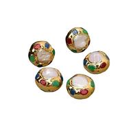 PVUVTNAHW 5 pièces de perles de culture Keshi blanches, mélange de couleurs, Jades pavées, perles d'espacement à bords dorés for la fabrication de bijoux, bricolage