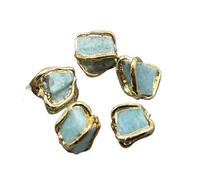 PVUVTNAHW Amazonite verte naturelle plaquée or, 5 pièces, 15x20mm, pépites, perles de liberté for collier de perles, pendentif, bijoux à faire soi-même