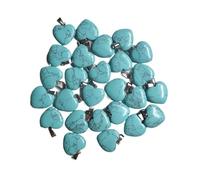 PVUVTNAHW Assortiment de pendentifs en pierre naturelle, 20mm, en forme de cœur, en Agate rayée, breloques for la fabrication de bijoux, 50 pièces(Blue turquoise)