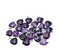 PVUVTNAHW Assortiment de pendentifs en pierre naturelle, 20mm, en forme de cœur, en Agate rayée, breloques for la fabrication de bijoux, 50 pièces(Purple stripe)