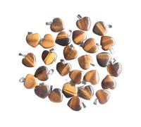 PVUVTNAHW Assortiment de pendentifs en pierre naturelle, 20mm, en forme de cœur, en Agate rayée, breloques for la fabrication de bijoux, 50 pièces(Tiger eye stone)