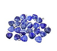 PVUVTNAHW Assortiment de pendentifs en pierre naturelle, 20mm, en forme de cœur, en Agate rayée, breloques for la fabrication de bijoux, 50 pièces(Blue stripe)