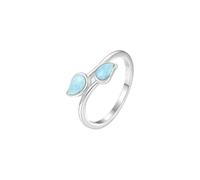 PVUVTNAHW Bague carrée en argent sterling 925 avec pierre naturelle Larimar, bijou de mariage classique et simple for femme(8)
