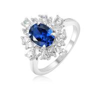 PVUVTNAHW Bague cocktail en argent sterling 925 avec saphir synthétique, 6 x 8 mm, for femme, bijou élégant for fête de mariage(6)