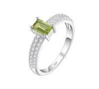 PVUVTNAHW Bague cocktail solitaire en argent sterling 925 avec péridot taille émeraude naturelle de 0,5 ct, for fête, anniversaire(6)