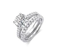 PVUVTNAHW Bague de fiançailles en argent sterling 925 avec moissanite couleur D, 4,2 carats, for femme, alliance avec diamants, bijoux raffinés(Ring Set,10)