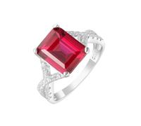 PVUVTNAHW Bague de fiançailles en argent sterling 925 avec rubis rouge synthétique de 4,16 ct for femme(6)