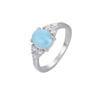 PVUVTNAHW Bague de fiançailles en argent sterling 925 et zircon, pierre naturelle Larimar, bijou de mariage classique et simple for femme(6)