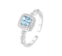 PVUVTNAHW Bague de promesse ouverte et réglable en argent sterling 925 avec topaze bleu ciel naturelle, for femme, idéale au quotidien
