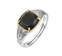 PVUVTNAHW Bague en agate noire naturelle, bague en argent sterling 925 massif, bijoux de mariage, bagues réglables for femmes