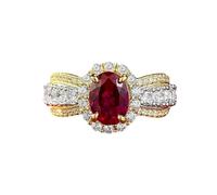 PVUVTNAHW Bague en argent pur S925 avec rubis et diamants 6 x 8 mm, bijou de mariage, de fiançailles et de fête(7)