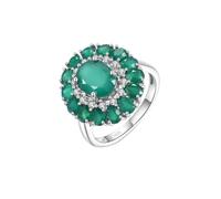 PVUVTNAHW Bague en argent S925 avec agate verte naturelle, pierre précieuse apaisante, bijou de luxe léger for femme(10)