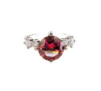 PVUVTNAHW Bague en argent S925 avec moissanite rouge 1 carat, bijou raffiné for fête d'anniversaire de femme(8)