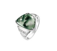 PVUVTNAHW Bague en argent sterling 925 avec agate mousse for femme, pierre précieuse 10,5 x 15 mm, bijou for anniversaire de mariage(7)
