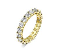 PVUVTNAHW Bague en argent sterling 925 avec diamants en moissanite de 2,2 carats et 3 mm, avec un cercle complet et un test de diamant réussi for femme(Gold,4.5)