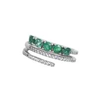 PVUVTNAHW Bague en argent sterling 925 avec émeraude naturelle et pierre précieuse, bijou fin, ajustable, for femme