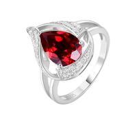 PVUVTNAHW Bague en argent sterling 925 avec émeraude synthétique nano de 2,67 ct et rubis synthétique for femme, idéale for un mariage(Created Ruby,8)