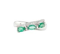 PVUVTNAHW Bague en argent sterling 925 avec émeraude verte naturelle de Zambie, véritable pierre précieuse, bijou for femme(6)