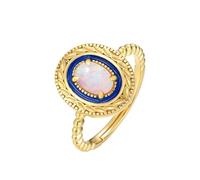 PVUVTNAHW Bague en argent sterling 925 avec halo ovale en opale, motif sculpté vintage, for femme