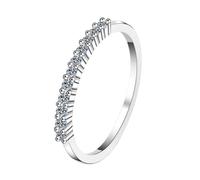 PVUVTNAHW Bague en argent sterling 925 avec moissanite for femme, bague d'éternité en diamant couleur D, bijou de fête scintillant(Silver-Zircon,4.25)