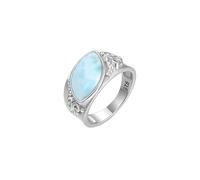PVUVTNAHW Bague en argent sterling 925 avec pierre précieuse naturelle en larimar océanique, style rétro, for femme, idéale for les fêtes(10)