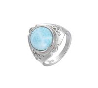PVUVTNAHW Bague en argent sterling 925 avec pierres précieuses en larimar, design rétro, bijou classique for femme, idéal for les rencontres.(5)