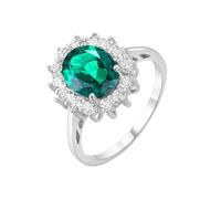 PVUVTNAHW Bague en argent sterling 925 avec saphir bleu synthétique, nano-émeraude et rubis rouge, taille ovale de 2,67 ct, princesse Diana(Nano Emerald,7)