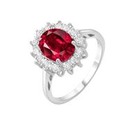 PVUVTNAHW Bague en argent sterling 925 avec saphir bleu synthétique, nano-émeraude et rubis rouge, taille ovale de 2,67 ct, princesse Diana(Created Ruby,8)