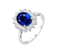 PVUVTNAHW Bague en argent sterling 925 avec saphir bleu synthétique, nano-émeraude et rubis rouge, taille ovale de 2,67 ct, princesse Diana(Created Sapphire,8)