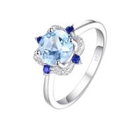 PVUVTNAHW Bague en argent sterling 925 avec topaze bleu ciel naturelle for femme, parure élégante(9)