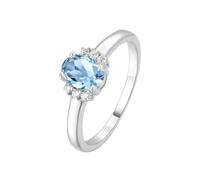 PVUVTNAHW Bague en argent sterling 925 avec topaze bleu ciel ovale naturelle et grenat, bijou for femme, idéal for un mariage ou une fête.(Sky Blue Topaz,7)