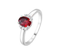 PVUVTNAHW Bague en argent sterling 925 avec topaze bleu ciel ovale naturelle et grenat, bijou for femme, idéal for un mariage ou une fête.(Natural Garnet,8)