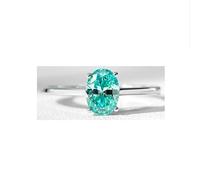 PVUVTNAHW Bague en argent sterling 925 plaqué rhodium avec aigue-marine ovale et moissanite 1 carat/2 carats, diamants(2CT-Moissanite,5)