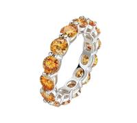 PVUVTNAHW Bague en moissanite jaune de 5 mm for femme, diamant synthétique, bijoux en argent S925, alliances de mariage éternelles(Yellow,6)