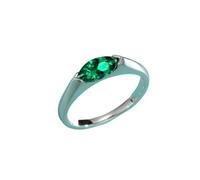 PVUVTNAHW Bague en moissanite olive 1 ct, diamant de laboratoire couleur D, bijoux en argent S925(Green,6)