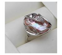 PVUVTNAHW Bague en perles baroques d'eau douce naturelles de grande taille, ajustable, for femme, anniversaire de mariage(Silver purple pearl)