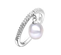 PVUVTNAHW Bague en perles d'eau douce naturelles en argent sterling 925, ajustable, for femme, maman, épouse, anniversaire(White)