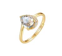 PVUVTNAHW Bague ouverte en argent sterling 925 avec topaze bleu ciel naturelle et goutte d'eau, plaquée or, bijoux for femmes