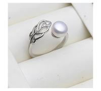 PVUVTNAHW Bague ouverte réglable en argent 925 avec perle d'eau douce naturelle for femme, idéale for un mariage ou un usage quotidien(White)
