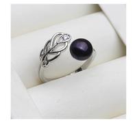 PVUVTNAHW Bague ouverte réglable en argent 925 avec perle d'eau douce naturelle for femme, idéale for un mariage ou un usage quotidien(Svart)