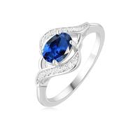 PVUVTNAHW Bague ovale en argent sterling 925 avec saphir bleu synthétique for femme, bijou de fiançailles tendance(6)