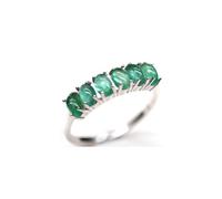 PVUVTNAHW Bague ovale en émeraude verte naturelle de Zambie, 3 x 5 mm, 1,8 ct, véritable pierre précieuse, bijou en argent sterling 925 for femme(9)