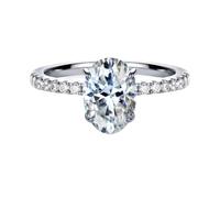 PVUVTNAHW Bague ovale en moissanite avec diamants de laboratoire de 2 carats, argent S925, bijoux de fiançailles et de mariage for femme(Silver,6)
