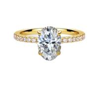 PVUVTNAHW Bague ovale en moissanite avec diamants de laboratoire de 2 carats, argent S925, bijoux de fiançailles et de mariage for femme(Gold,9)