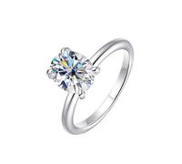 PVUVTNAHW Bague ovale en moissanite couleur D 2 carats for femme, bijou de mariage, fiançailles, argent sterling 925(6)