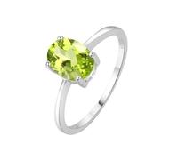 PVUVTNAHW Bague solitaire en argent sterling 925 avec pierre de naissance, grenat, citrine, améthyste, péridot, topaze bleu ciel, 1,45 ct(Natural Peridot,7)