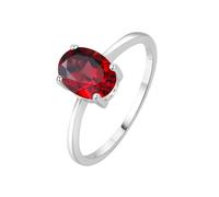 PVUVTNAHW Bague solitaire en argent sterling 925 avec pierre de naissance, grenat, citrine, améthyste, péridot, topaze bleu ciel, 1,45 ct(Natural Garnet,6)